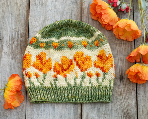 California Poppies Beanie Pattern | NancyBatesDesigns