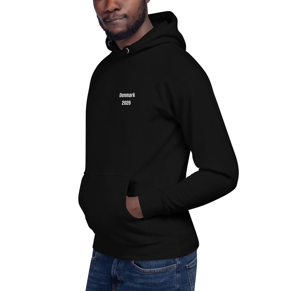 Thumbnail: Hoodie with Logo on the back and "Denmark 2026" on the front.
