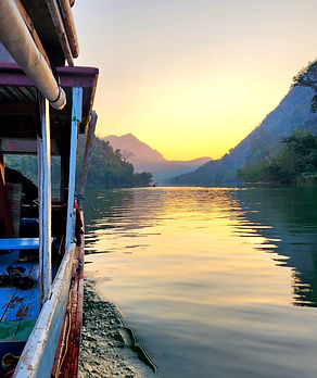 Sunset on Nam Ou River in Laos