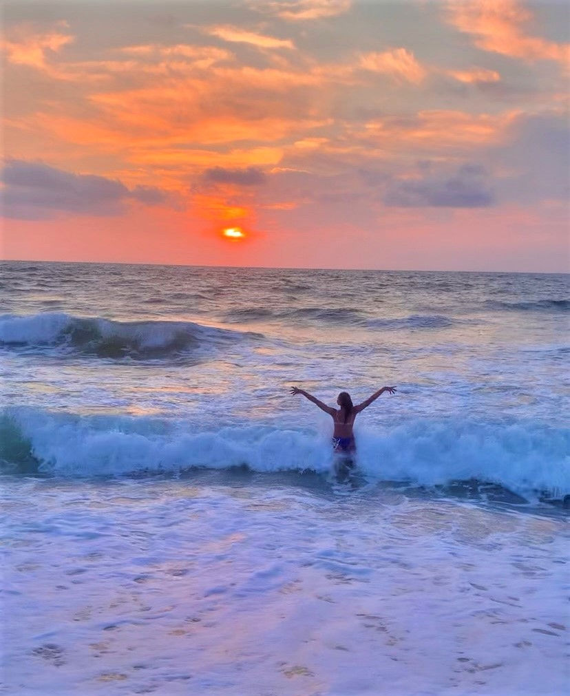 Bain au coucher de soleil