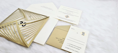 Gold swirl wedding invitation 