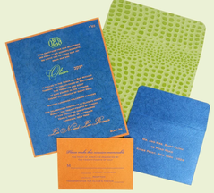 Green, blue, and orange invitation 