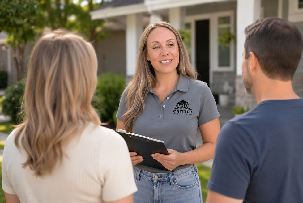 worker consulting with homeowners