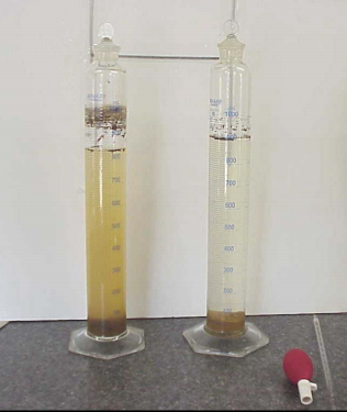 Flocculant soil particles settling rate timer test