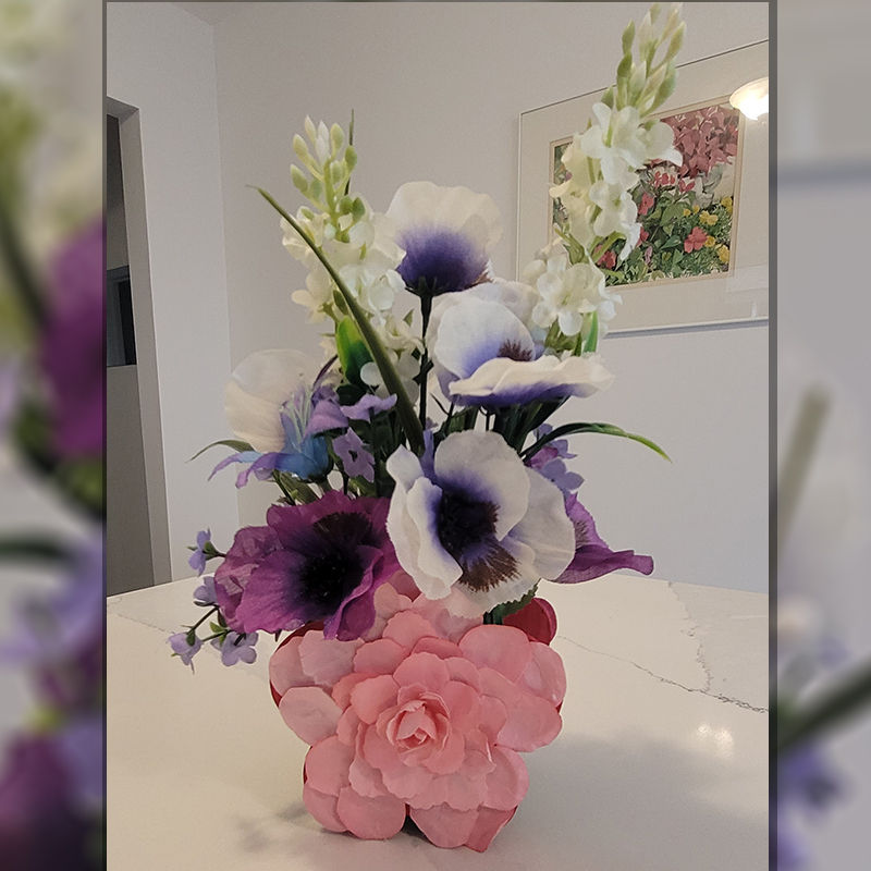 Thumbnail: Floral Arrangement with Double-Sided, Individually Petaled Flower Pot