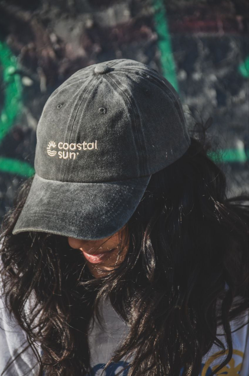 grey dad hat at 45 degree view