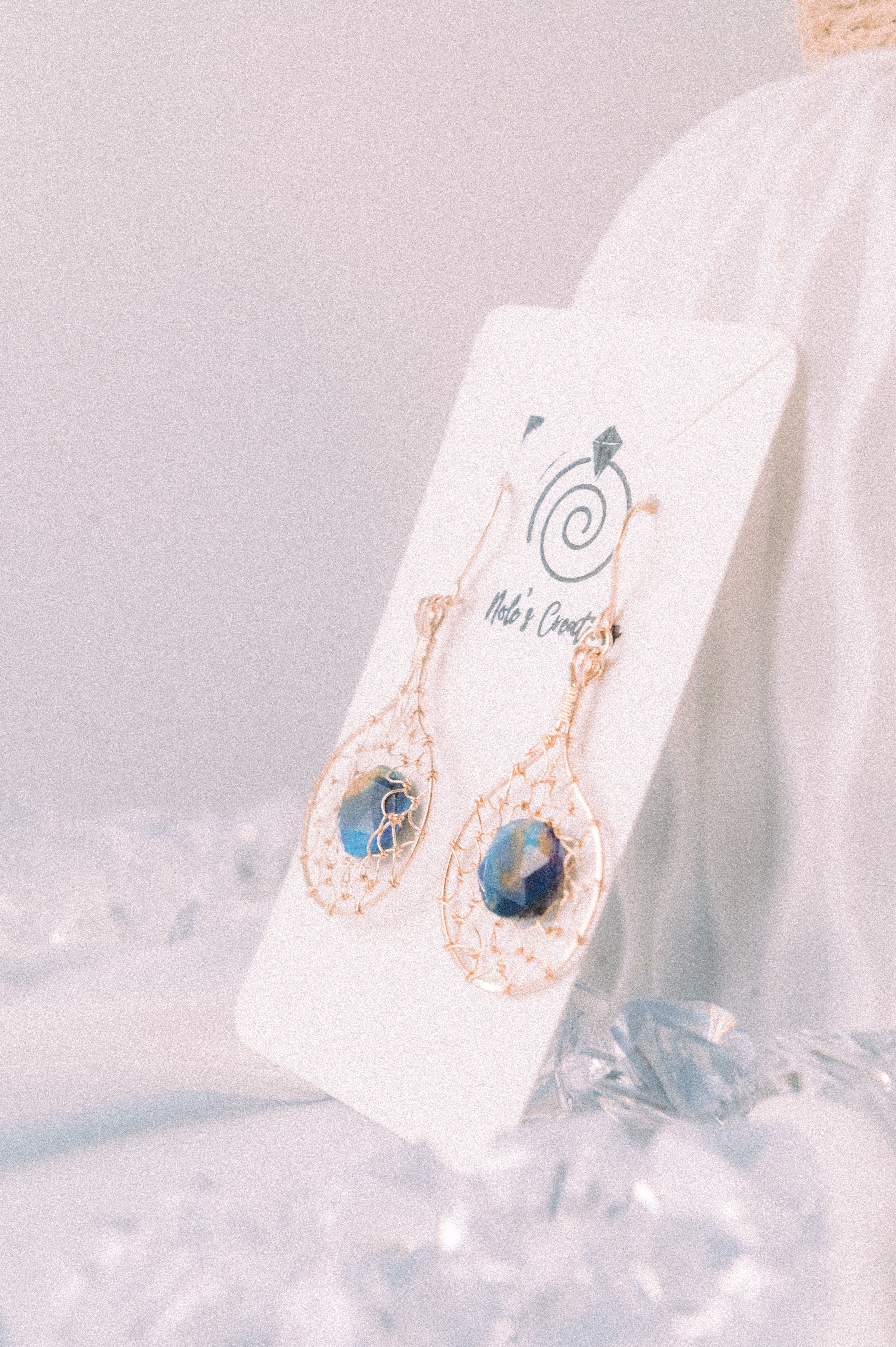 Gold Filled Mesh Wire Wrap Multi Color Tiger Eye Earrings