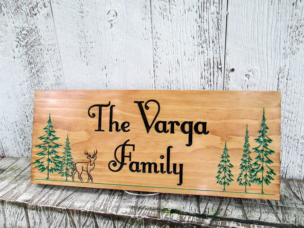 Thumbnail: Established Sign with Pine Trees and Deer, Custom Family Name Sign, C109