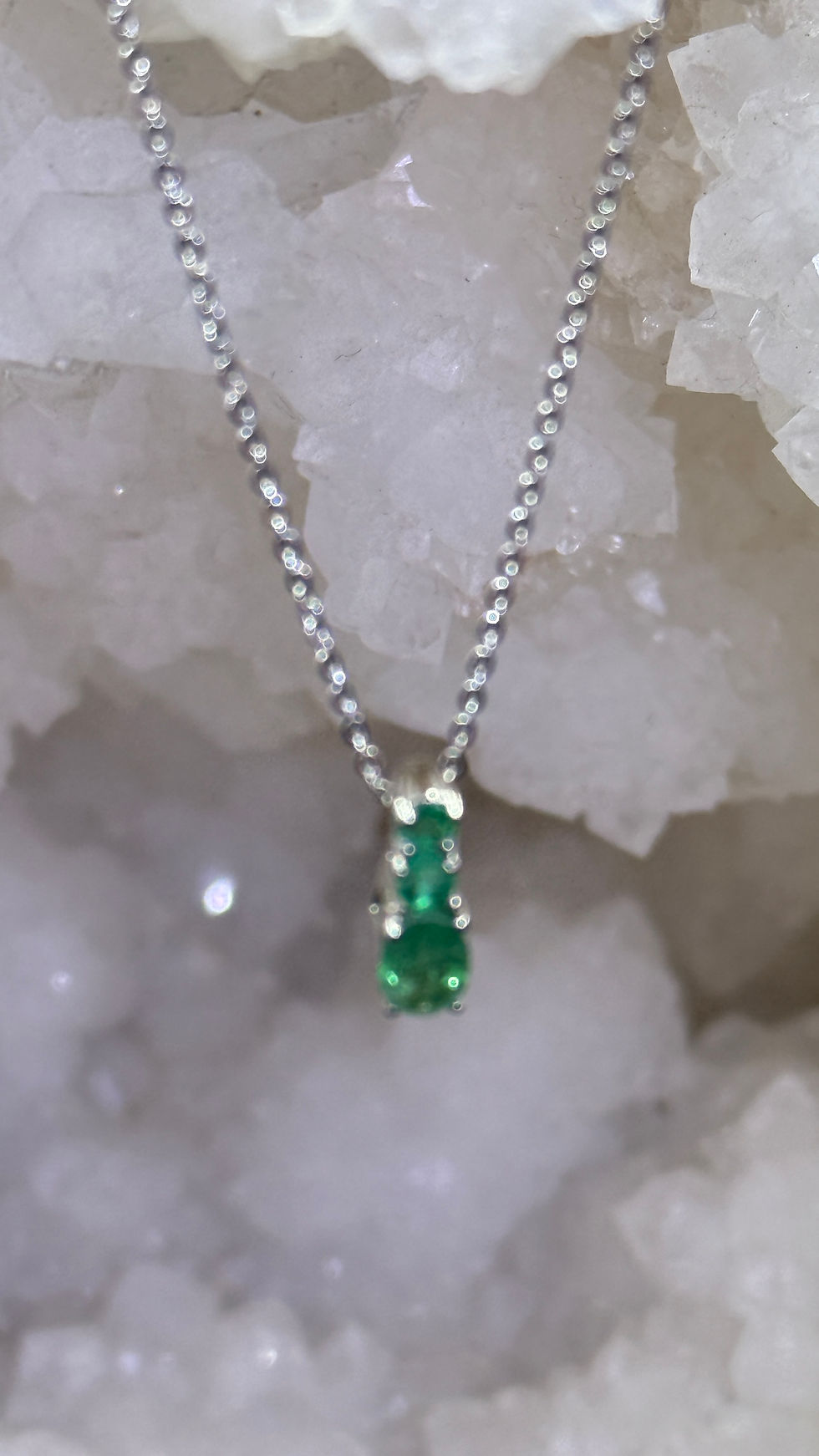 Thumbnail: Genuine Emerald Crystal Pendant Necklace