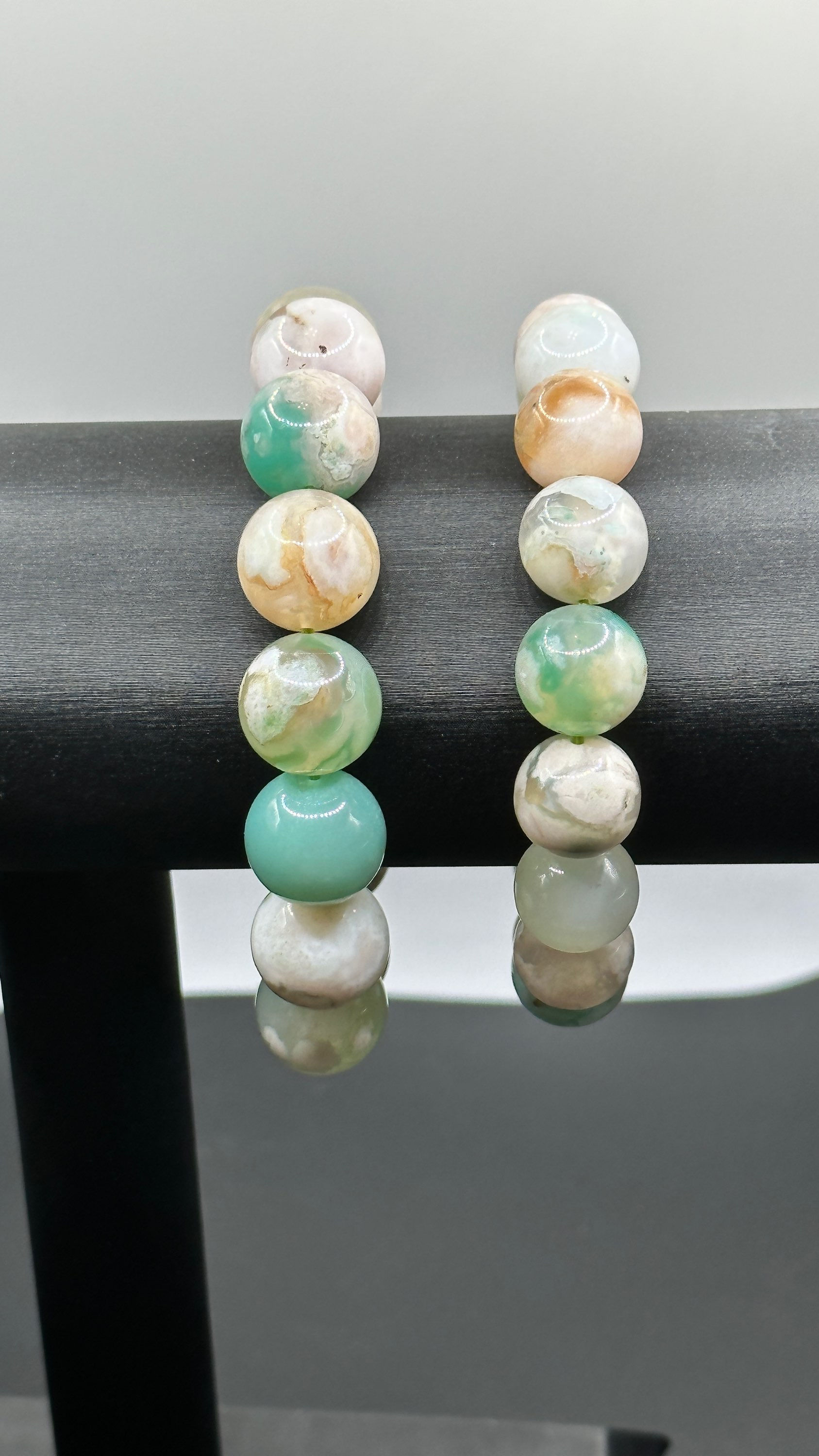 Green Flower Agate (13mm, 14mm)