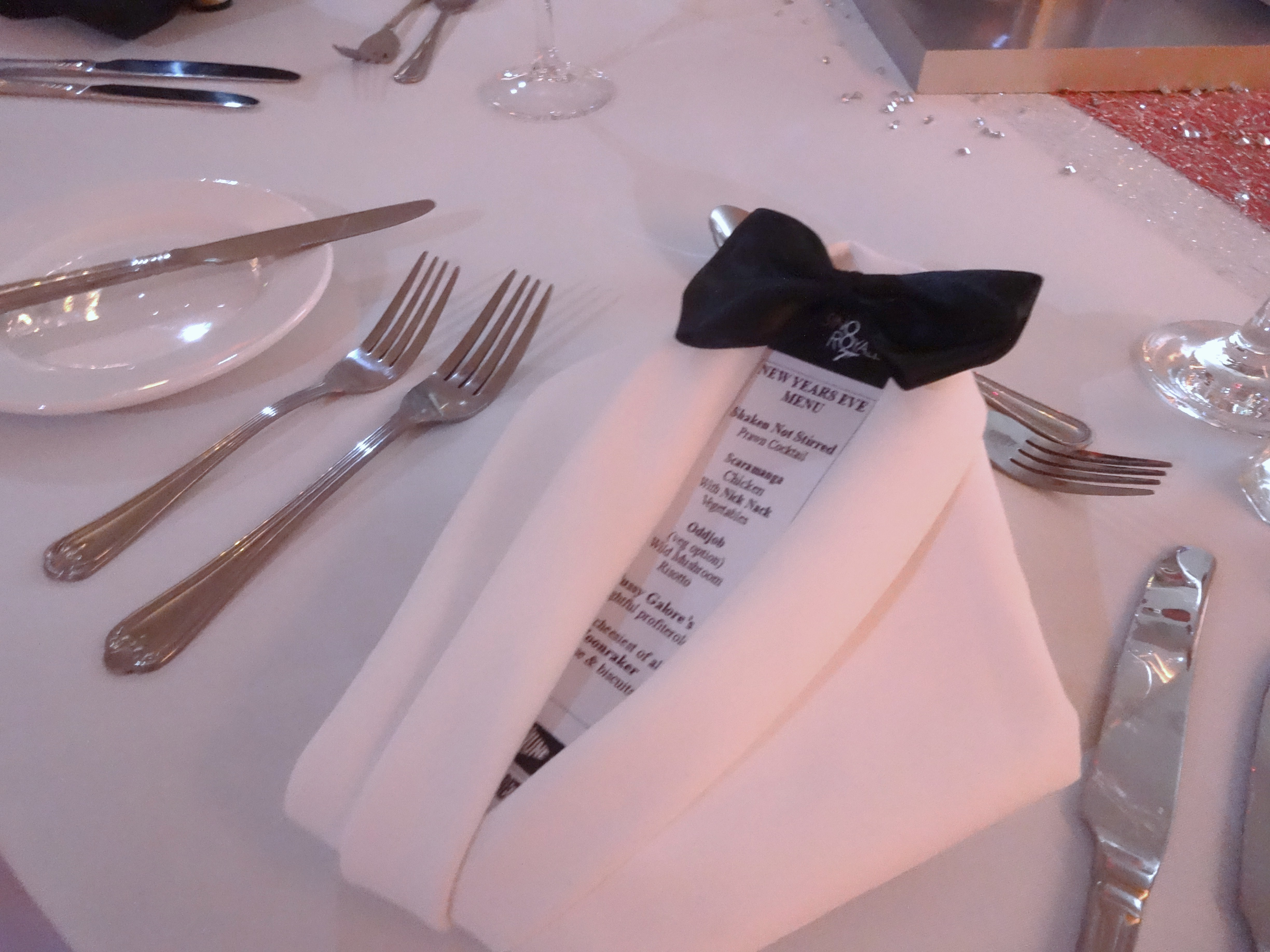 Dinner jacket napkin fold white