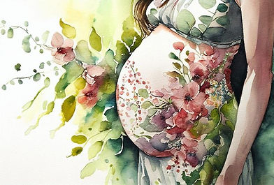Une femme enceinte et des fleurs aquarelles sur papier aquarelle Belle illustration _ Imag