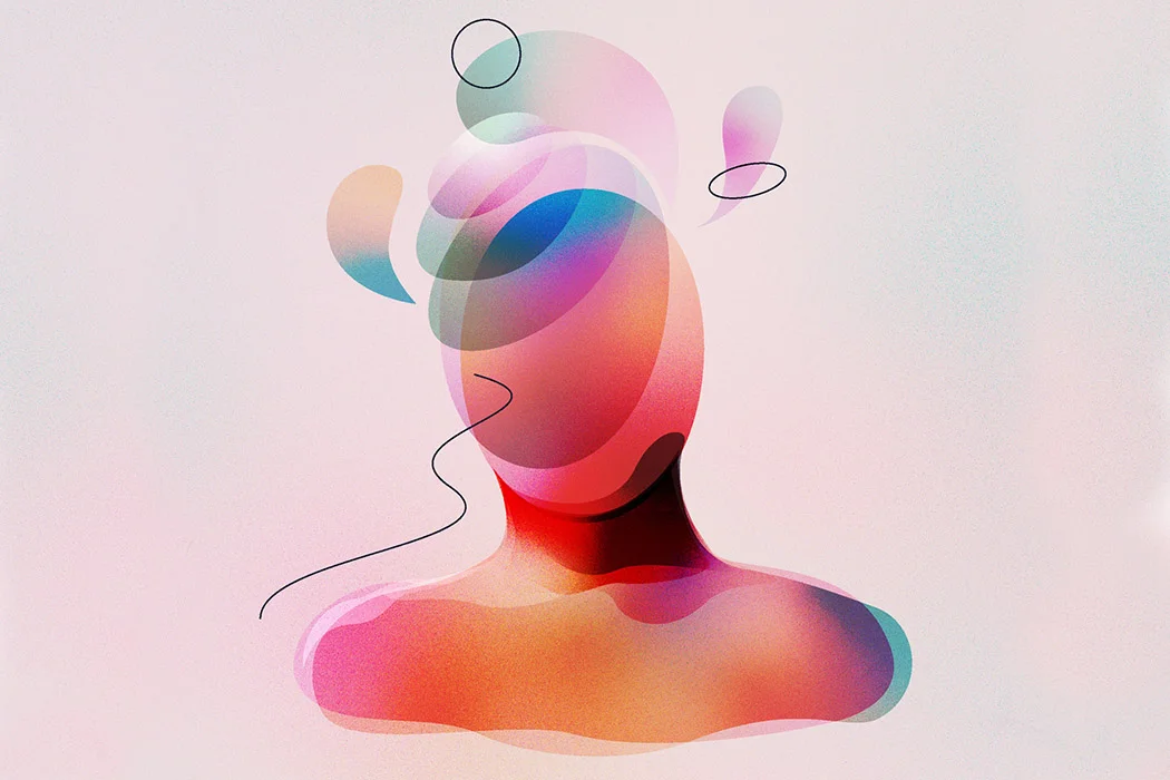An abstract illustration of a woman's head.