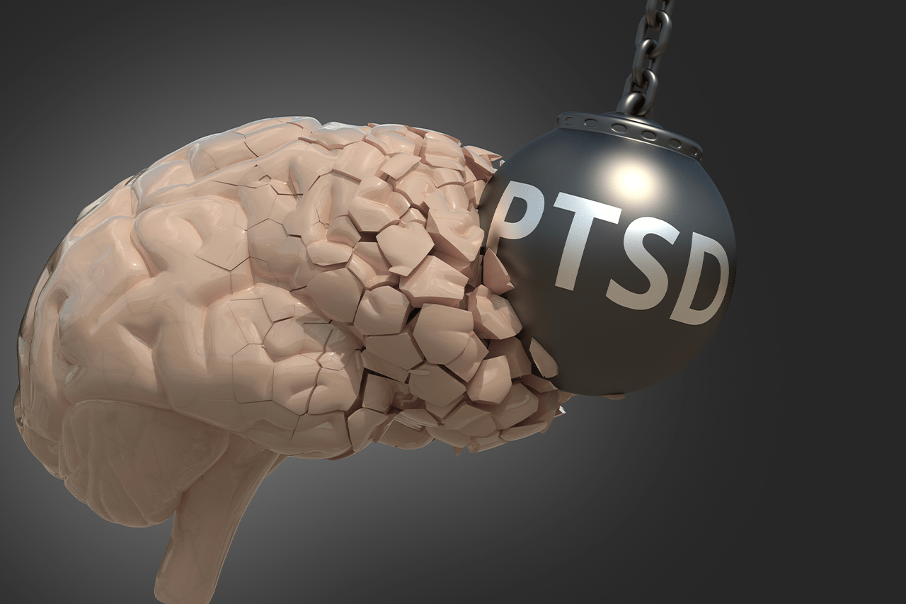 a broken brain with a ball on a chain