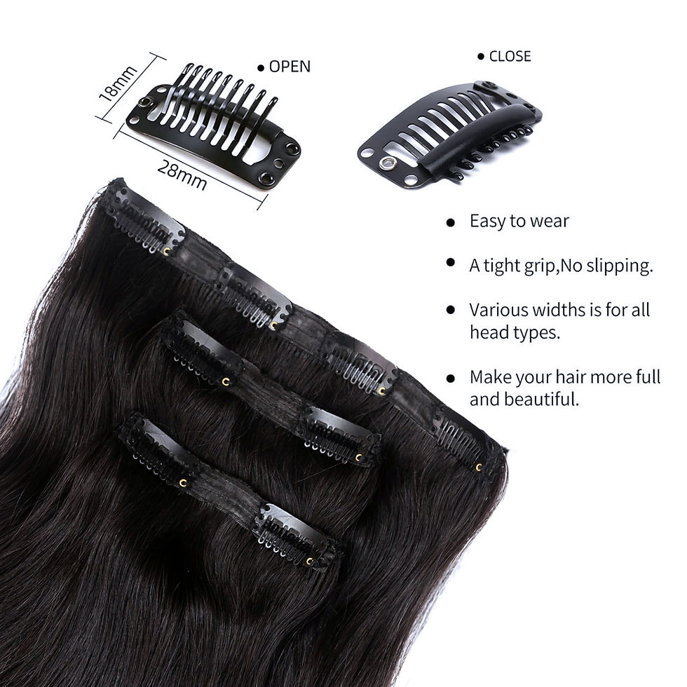 Thumbnail: 3 Pcs Set Clip-on (24"& 26") Natural Remy Hair Extension