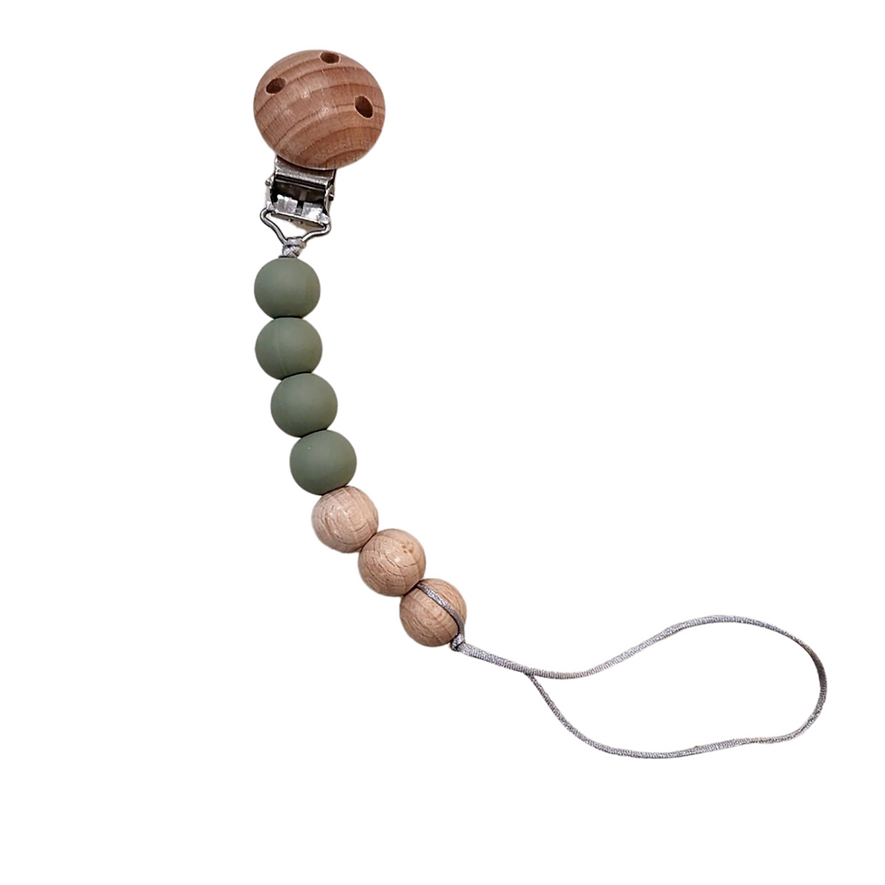 Wooden and silicone pacifier clip - Sage