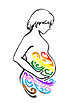 Birth Ally logo, pregnant person silhouette with rainbow