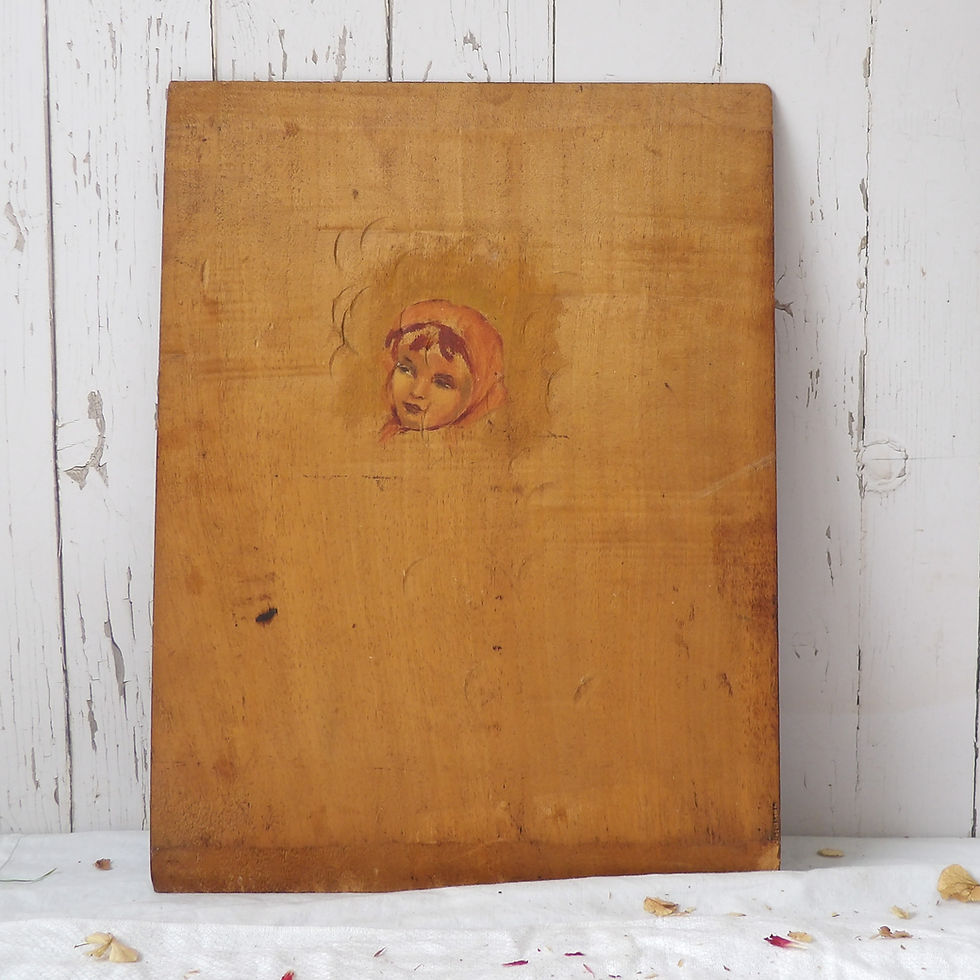 Thumbnail: antique child's painted portrait on wood