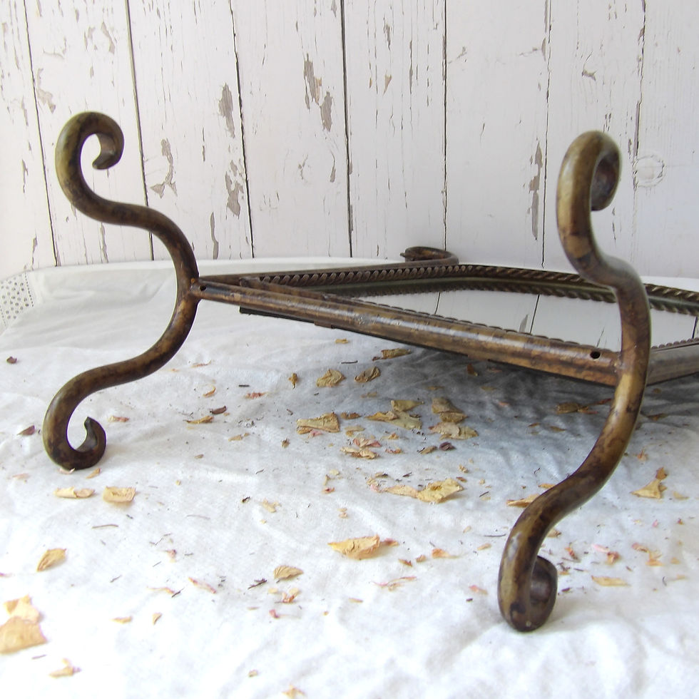 Thumbnail: vintage metal vanity mirror on metal stand