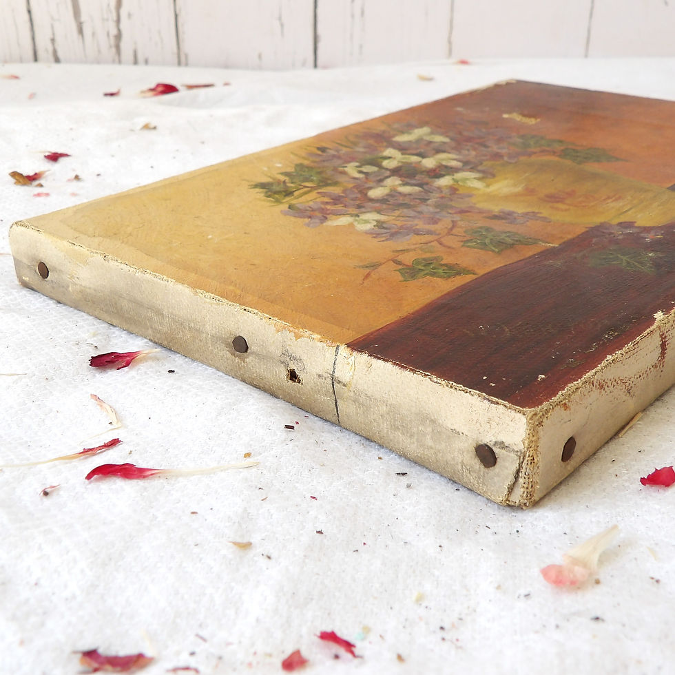 Thumbnail: Antique floral painting on canvas signed