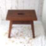 Vintage chunky oak stool with carry handle