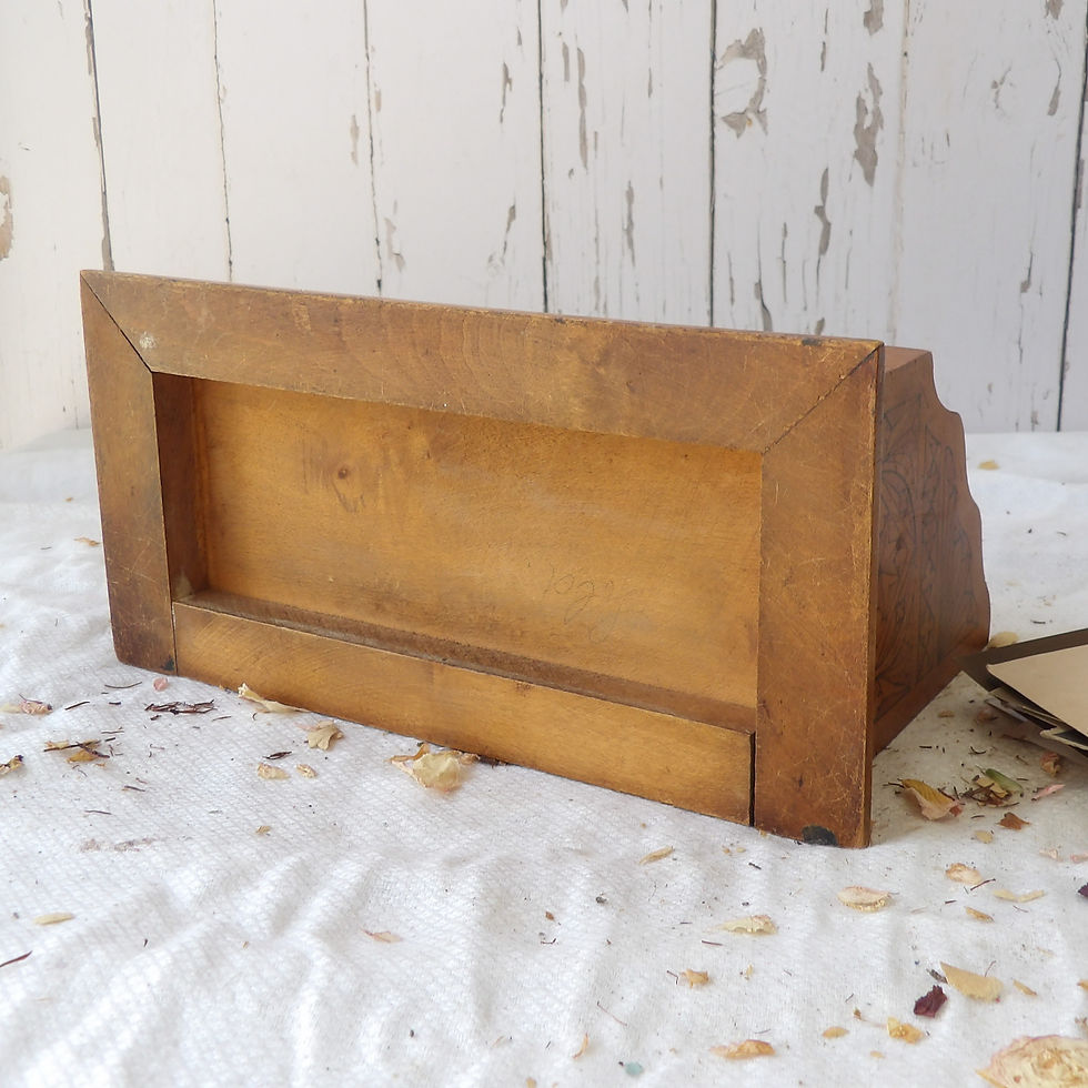 Thumbnail: vintage wooden letter rack with printed motifs