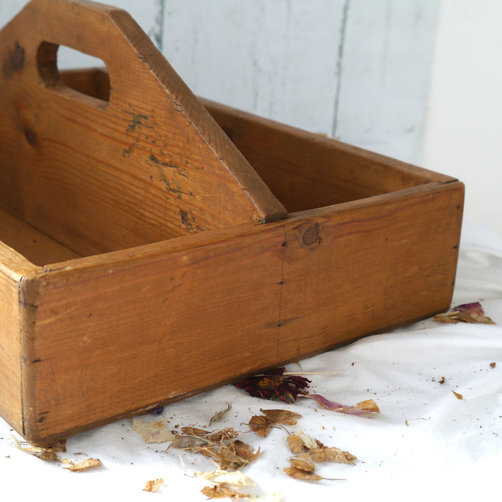 Thumbnail: Vintage wooden cutlery tray with handle