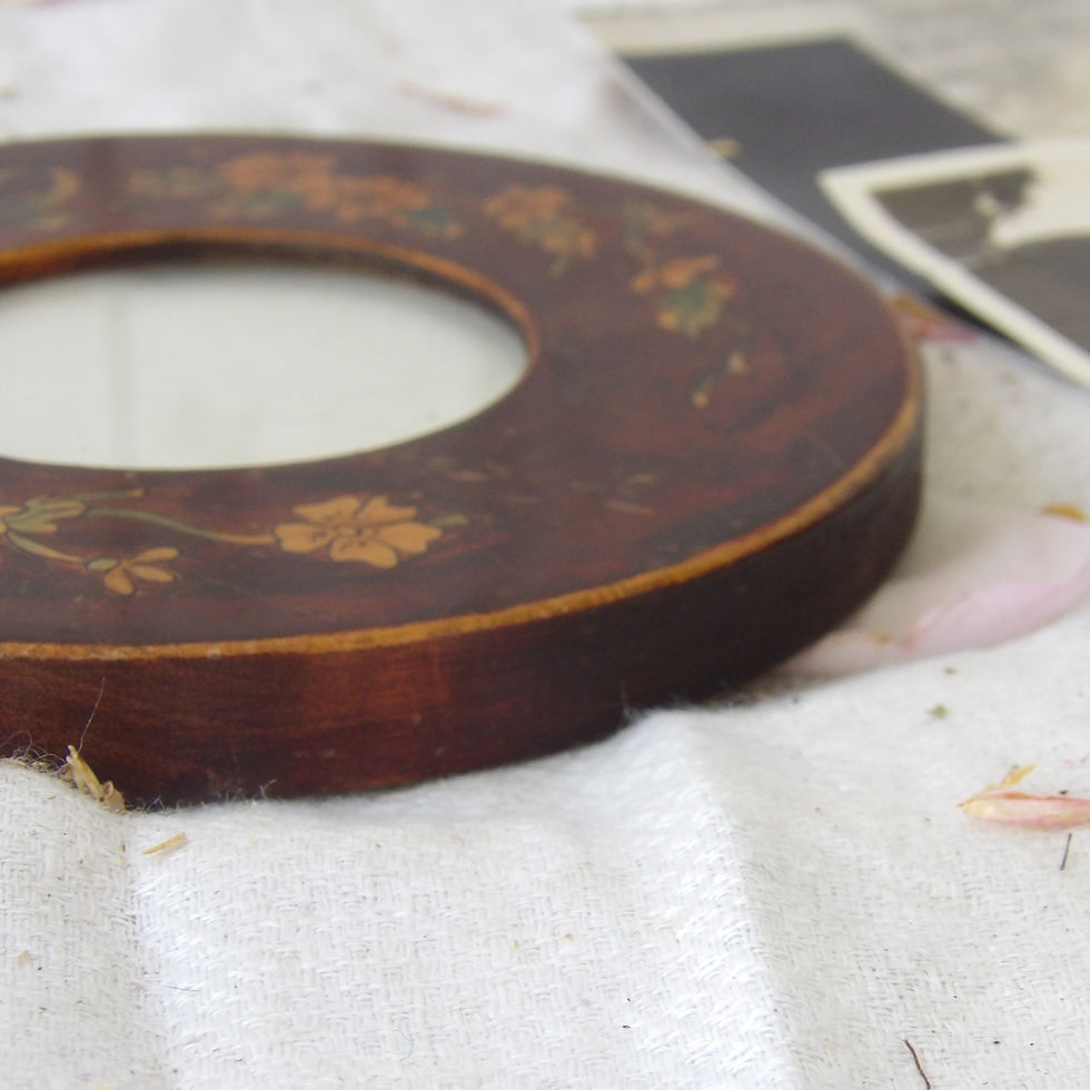 Thumbnail: Edwardian wooden photo frame with flowers and bow