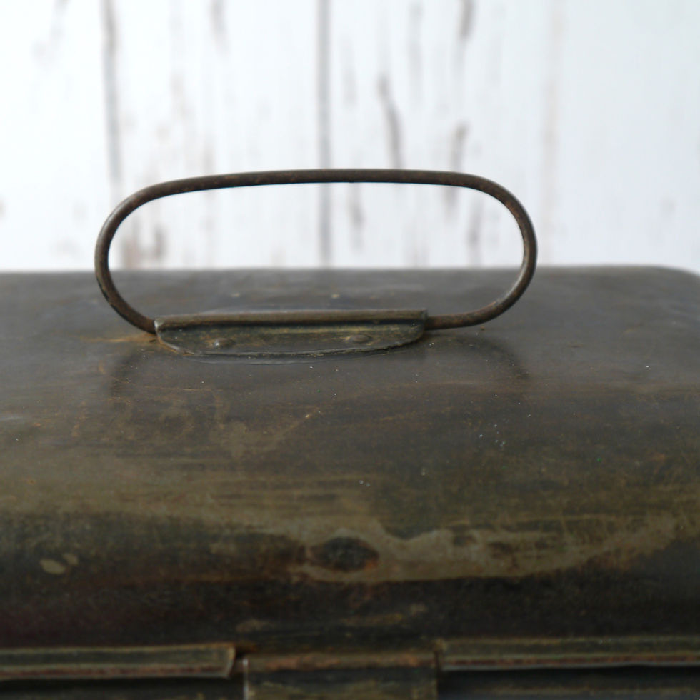 Thumbnail: Vintage metal box with folding metal handle