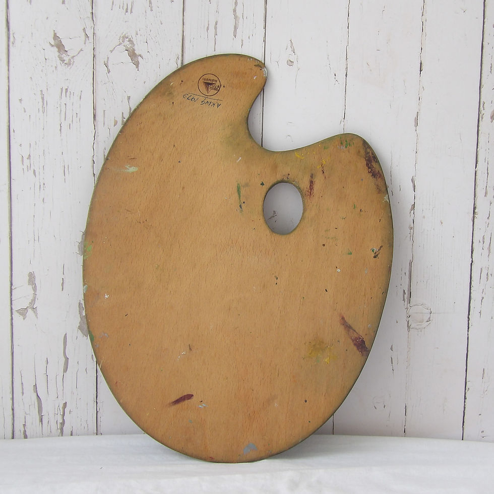 Thumbnail: vintage paint splashed artist palette in green tones