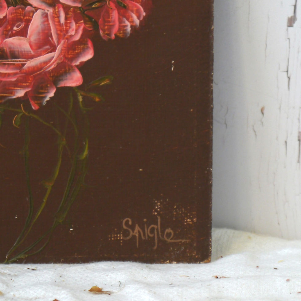 Thumbnail: Vintage Red roses oil painting on board by Spigle