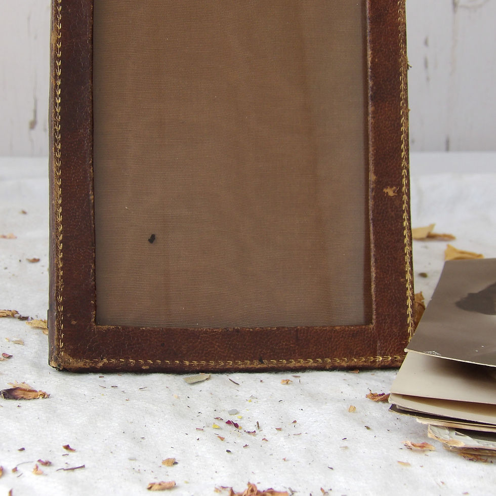 Thumbnail: antique leather photo frame with pull out back stand