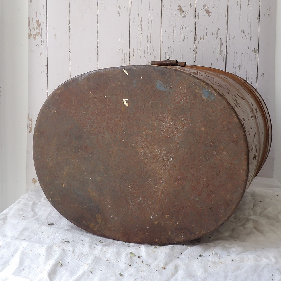 Thumbnail: Edwardian metal hat box with carry handle