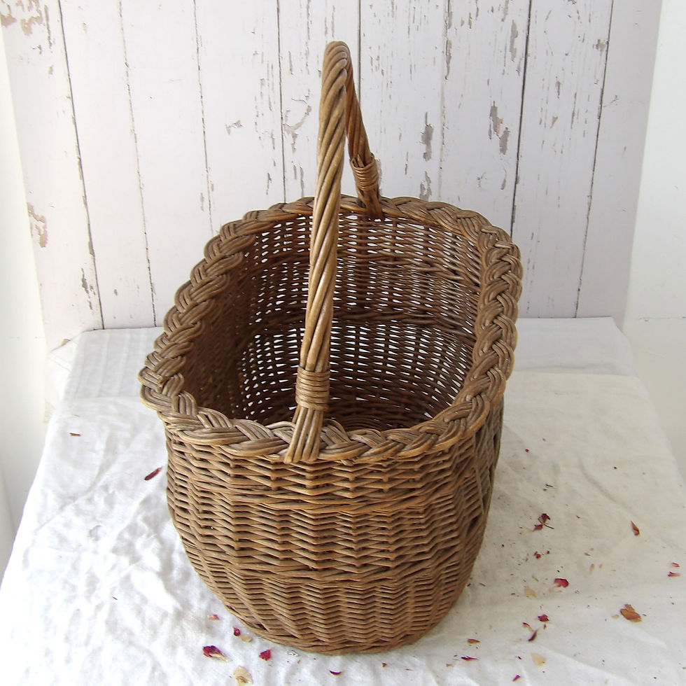 Thumbnail: vintage wicker shopping basket with over handle