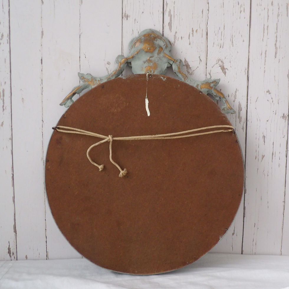 Thumbnail: decorative vintage convex wall mirror painted duck egg blue