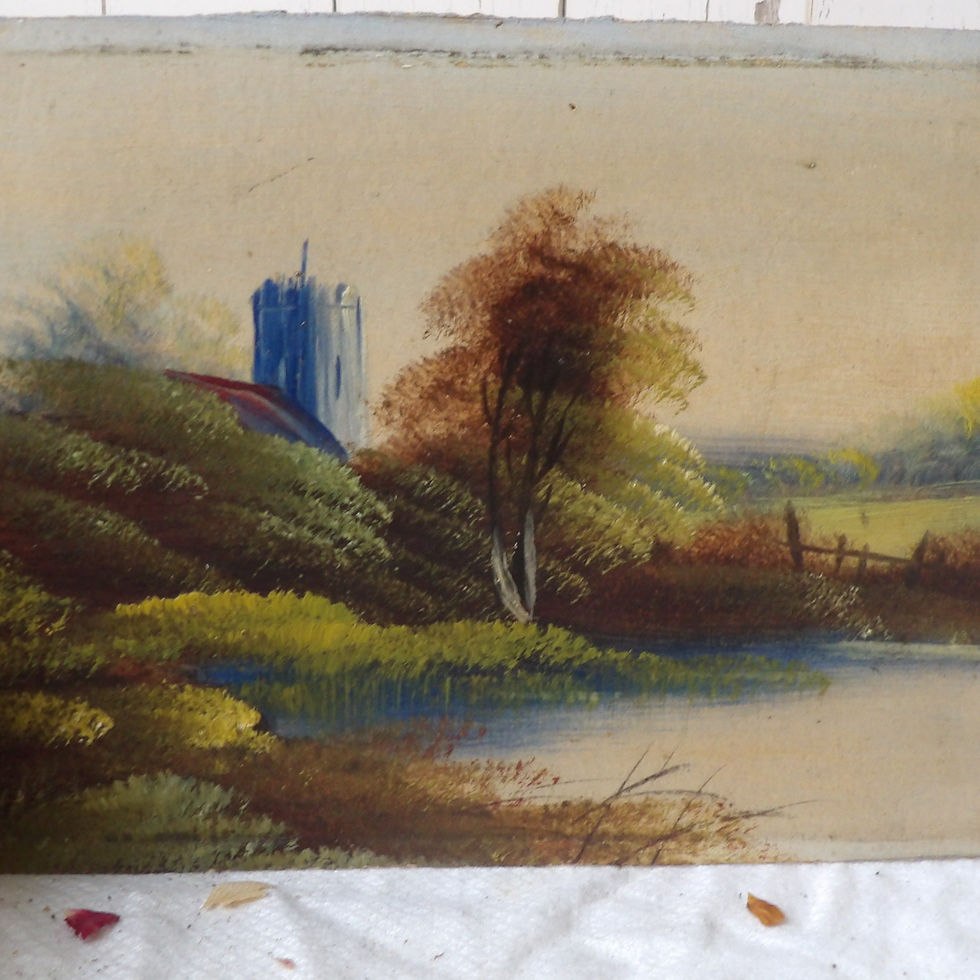 unframed antique Scottish Castle painting on card