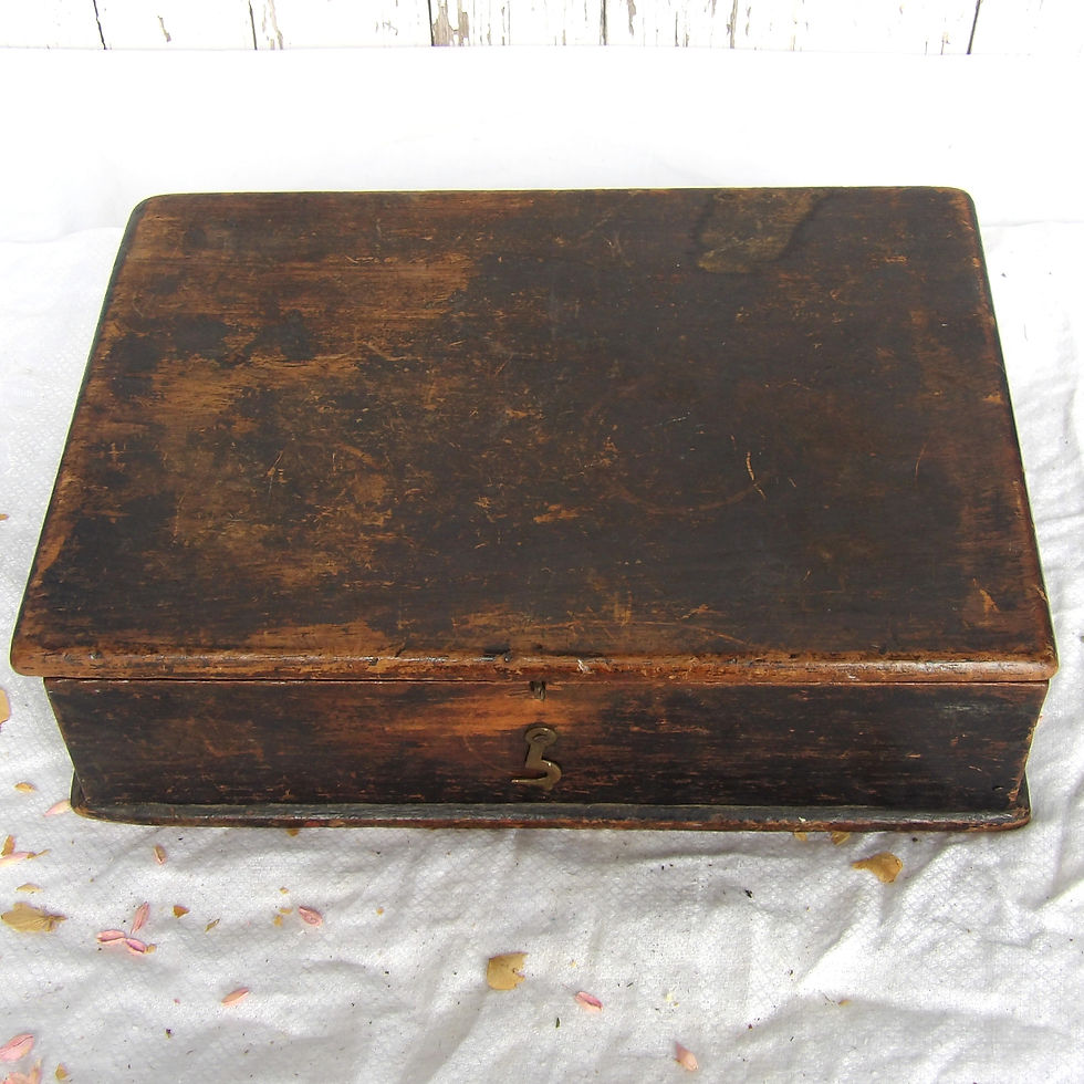 vintage wooden writing box with front clasp