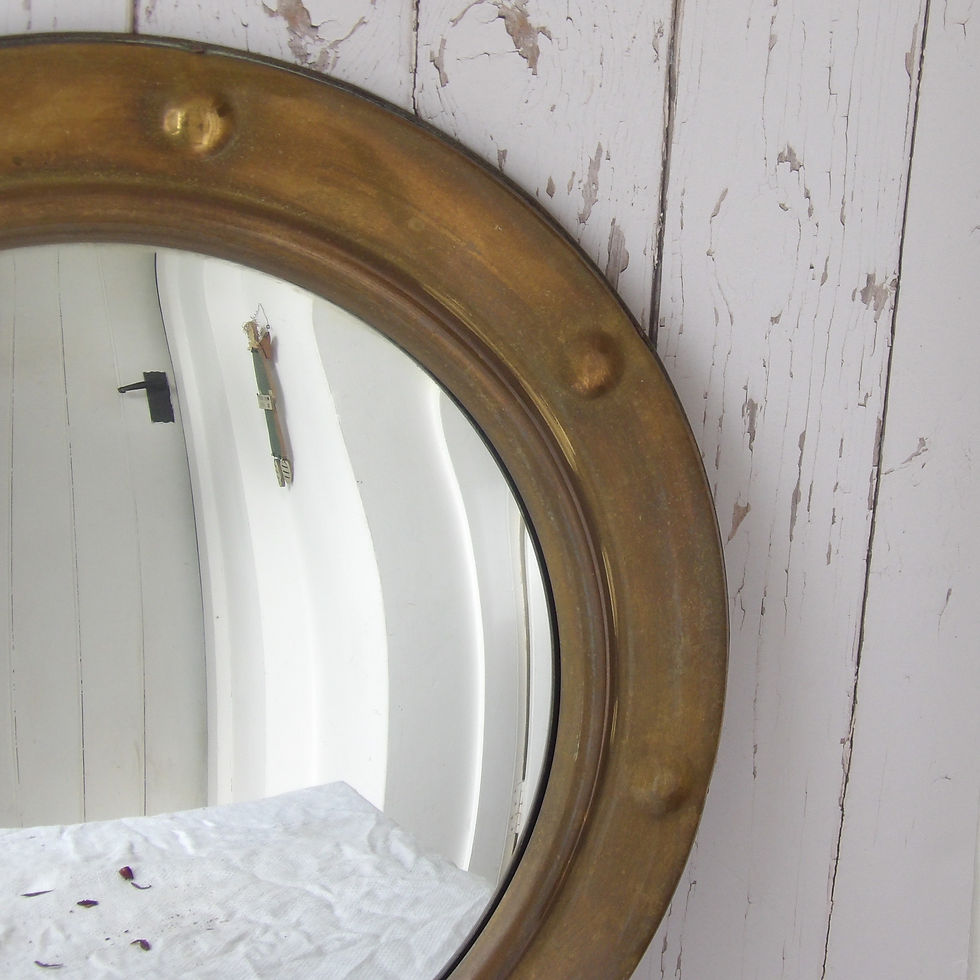 Thumbnail: vintage brass convex wall mirror porthole style