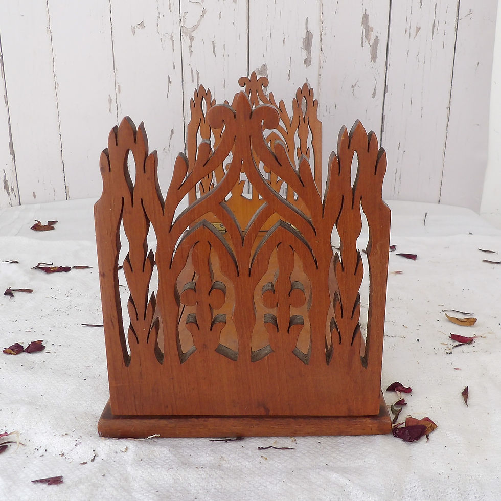 Thumbnail: antique wooden extending bookshelf with carved ends