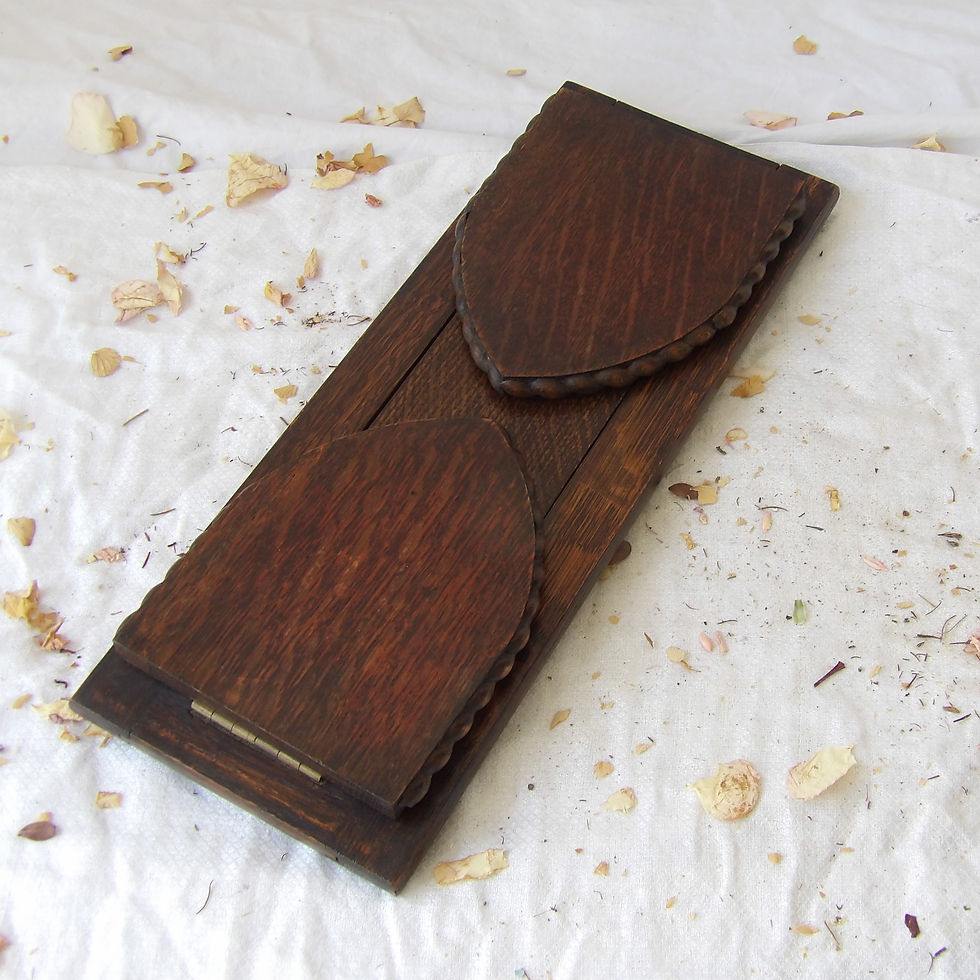 Thumbnail: antique oak extending bookshelf with carved ends