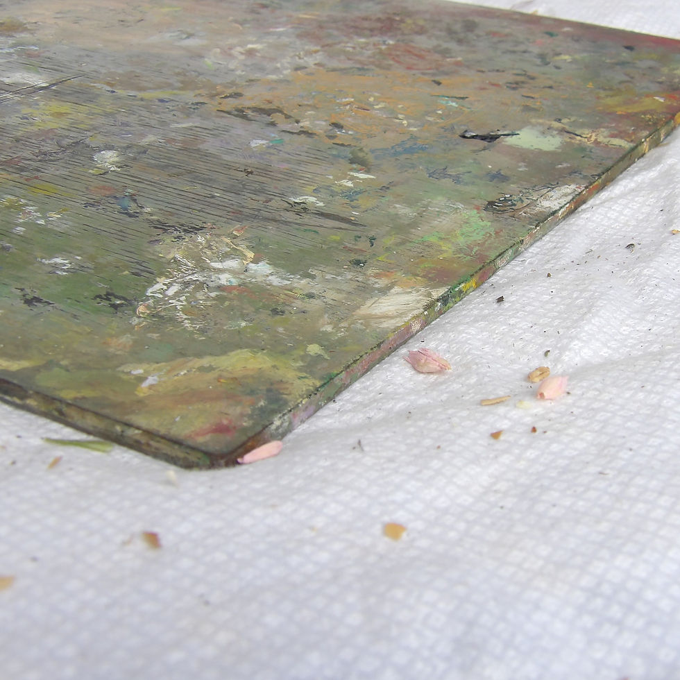 Thumbnail: Antique wooden paint splashed artist palette