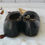 Thumbnail: Vintage pair of children's black leather shoes