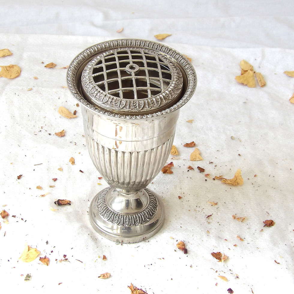 vintage silverplate rose bowl urn with top grid