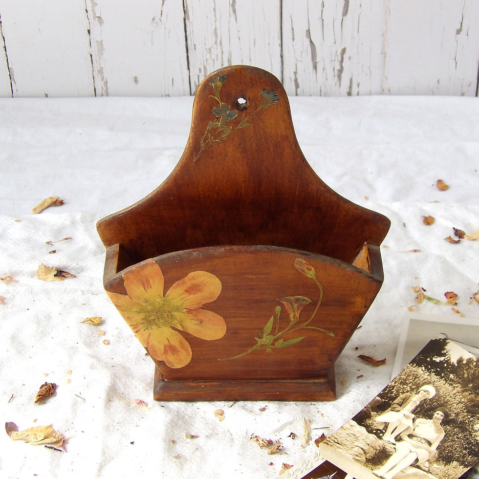 Thumbnail: vintage wooden letter rack with painted flowers