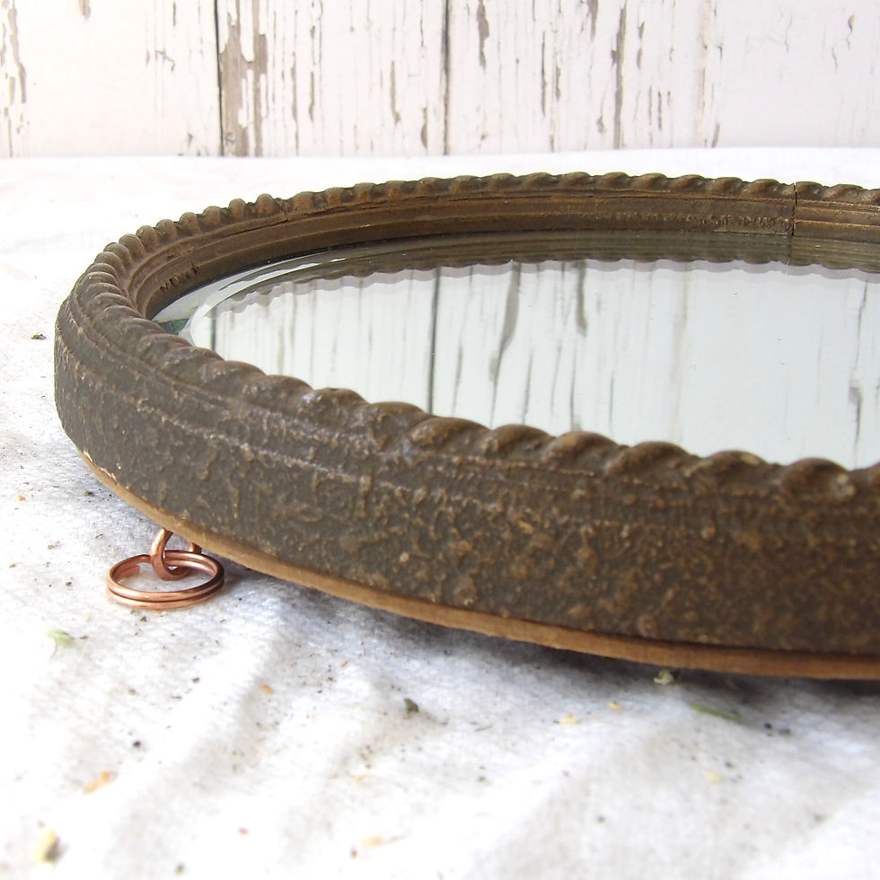 Thumbnail: vintage round gesso wall mirror painted gold