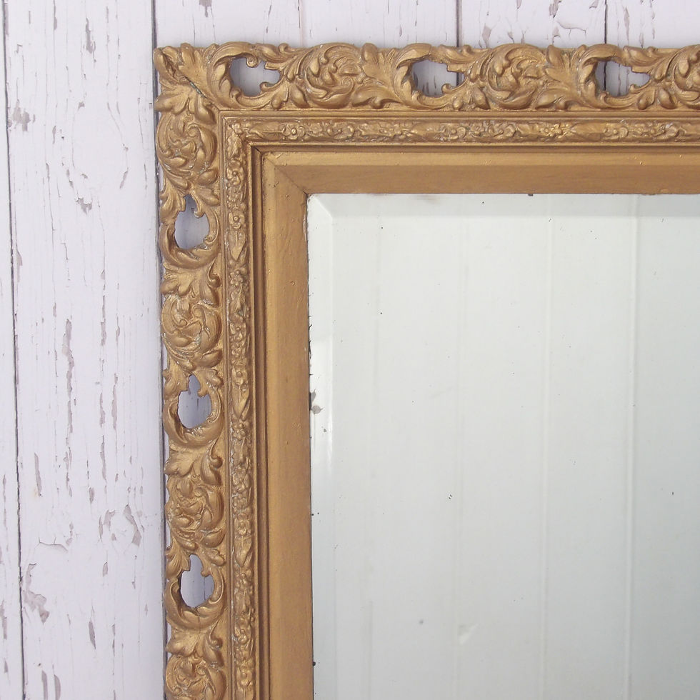 Thumbnail: antique gold wooden frame mirror with carved rim