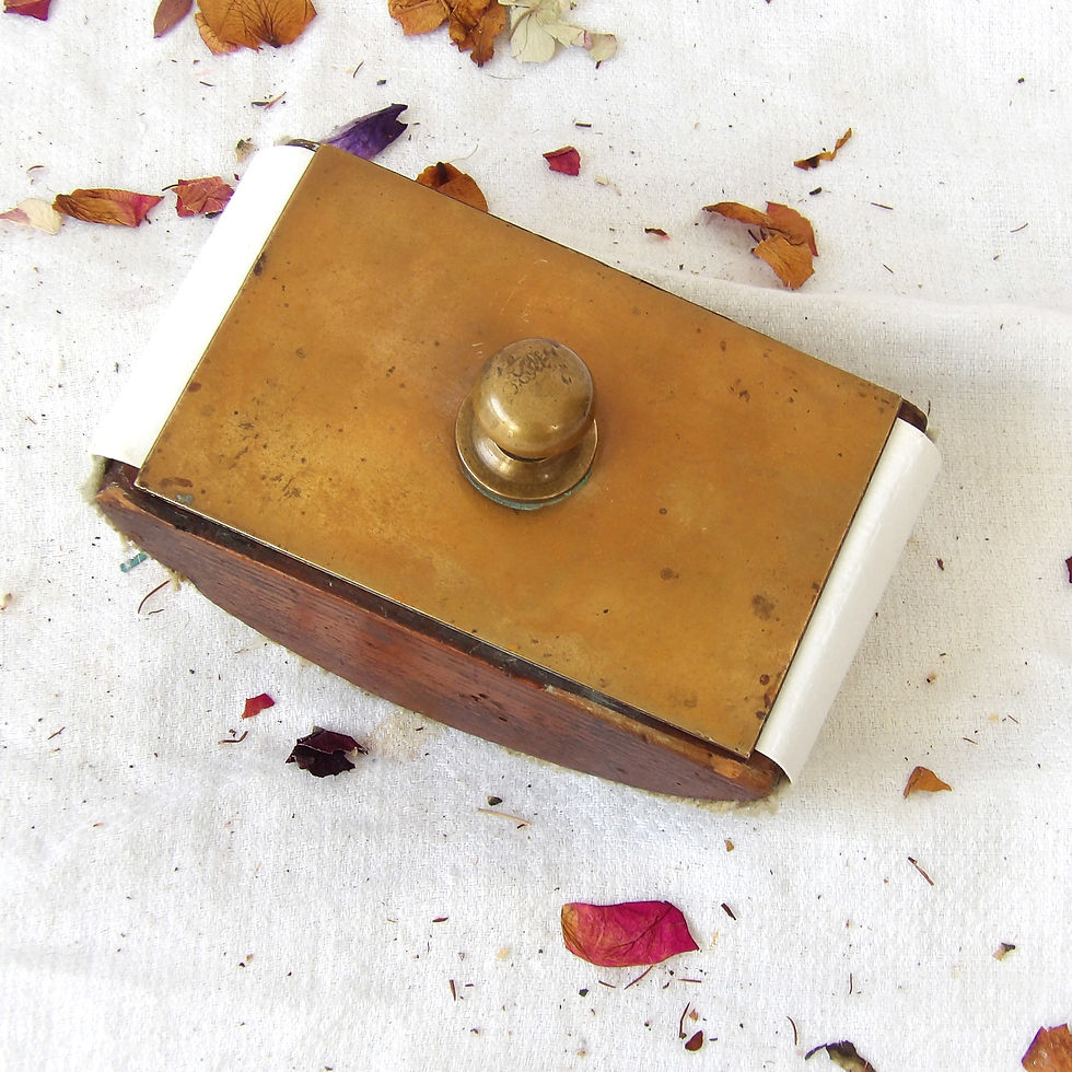 vintage wooden ink blotter with brass top