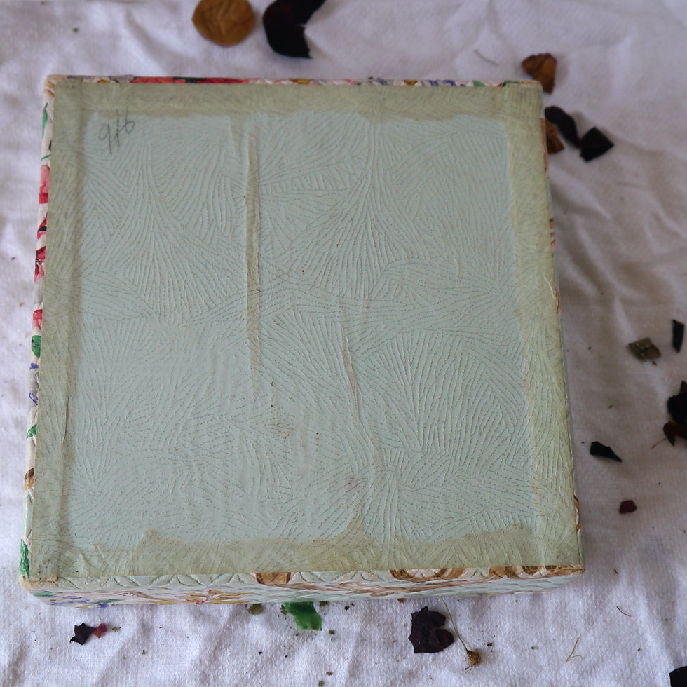 Thumbnail: Art Deco cardboard jewellery box with floral paper covering