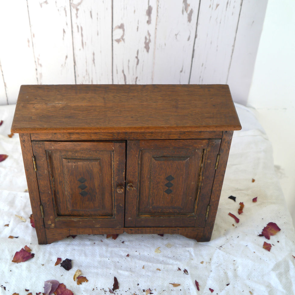 Thumbnail: Small wooden vintage apprentice cabinet with internal drawers