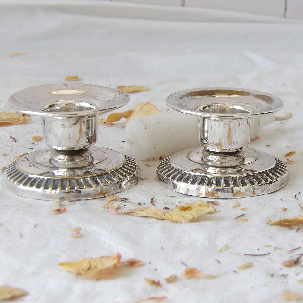 Thumbnail: A pair of dwarf vintage silverplate candle holders